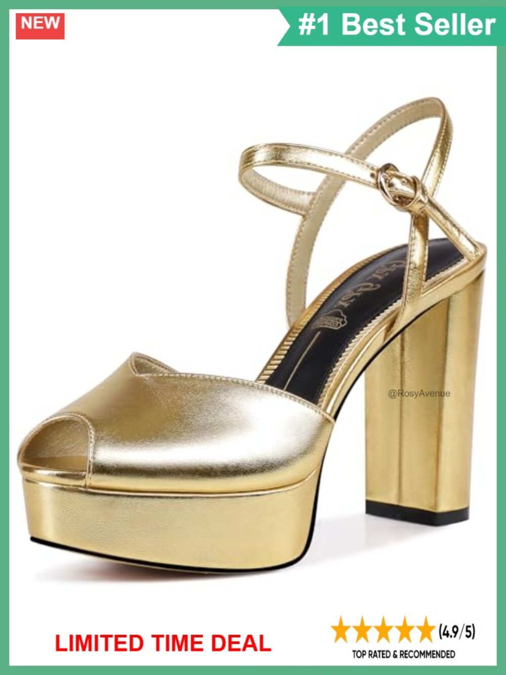 Platform High Heels Women Fish Mouth Open Toe Chunky Block Heel Ankle Strap